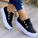 Women's Casual Shoes Leather Lace Up Ladies Sneakers Thick Soled Metal Decoration Breathable Female Flat Shoes XF0116_vogvips.com