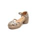 Comfortable Stylish Summer Genuine Leather Roman Sandals, Wear-resistant, Soft Sole, Retro Chunky Round Toe, Low Heel,_vogvips.com