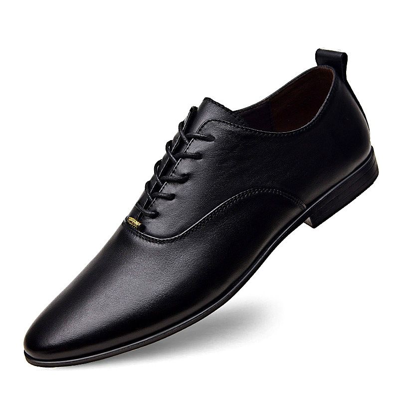 Men's Pointed Leather Shoes, Formal Lace-up Leather Shoes Men's Wedding Shoes_vogvips.com
