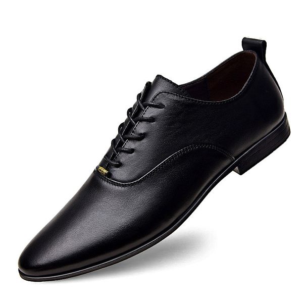 Men's Pointed Leather Shoes, Formal Lace-up Leather Shoes Men's Wedding Shoes_vogvips.com
