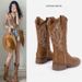 Women's Western Cowboy Boots With Embroidery & Chunky Heel, Mid-Calf Riding Boots In PU Leather, Square Toe Autumn Fashion Plus Size._vogvips.com