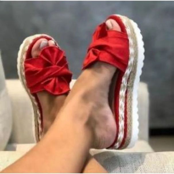 Fashion Summer Wedge Sandals Cute Bow Decoration Comfortable Low Heel Womens Shoes Size35 43 Zapatos Mujer 250110_vogvips.com