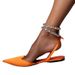 2026 Summer New Women's Sandals, Large Size, Flat Sole, Solid Color, Pointed Toe, Half-Closed, European And American_vogvips.com