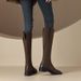 Plus Size Genuine Leather Brown Riding 2024 Autumn Winter Fleece Lined Over-the-Knee High Boots Women Flat Versatile_vogvips.com