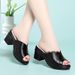 Manufacturer Wholesale , High-heeled Slippers, Women's Chunky Heel Summer New Fashion Versatile Open-toe Slip-on_vogvips.com