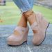 Women's Suede Low Cut Flats European American Style Plus Size Crosscut Elastic Band Platform Shoes Spring_vogvips.com