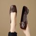 Soft Leather Flat For Women, French Retro Style Shallow Round Toe Mary Jane Sho, Versatile And Comfortable Women's_vogvips.com