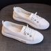 First Layer Cowhide Shallow Mouth White Shoes For Women 2025 New Summer Versatile Genuine Leather Casual Slip On Flat Shoes_vogvips.com
