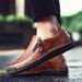 Suitable For All Seasons Spring And Autumn New Men's Slip-On Leather Fashion Zipper Casual Shoes Handmade Large Size Business Loafers_vogvips.com