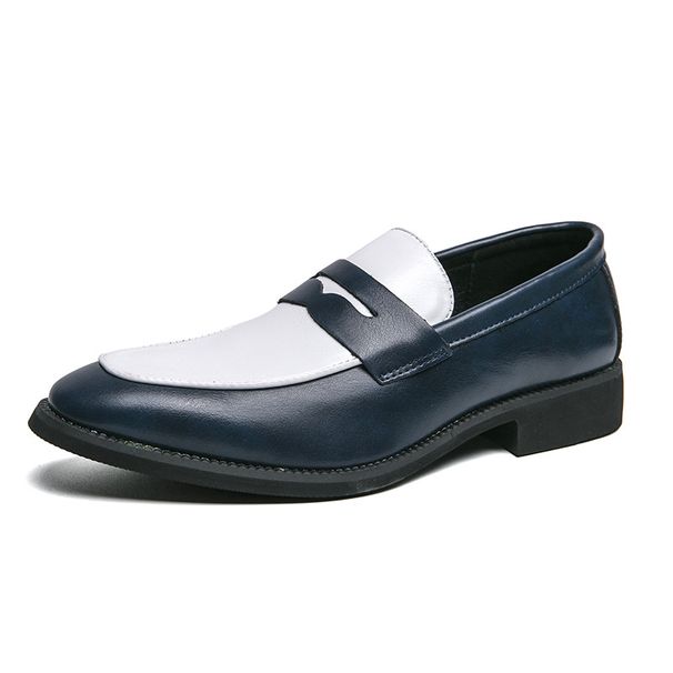 Suitable For All Seasons Loafers Color Block Large Size Business Casual Leather Shoes Slip-On 38-46 Nightclub Hairstylist Pointed Toe_vogvips.com