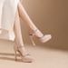 125-6 Sexy Studded High Heels Women, Comfortable Waterproof Platform Pointed Stiletto Single Shoes, Closed Toe Backless_vogvips.com