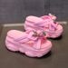 Women’s Shoes New Summer Style Outer Wear Fashion Network Celebrity Platform Shoes Rhinestone Height Increase Versatile Thick Bottom Women's Slippers_vogvips.com