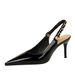 1859-A1 Style Banquet Women's With Patent Leather, Shallow Mouth, Pointed Toe, Hollowed Out Back, Metal Chain Strap,_vogvips.com
