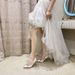 Women's White Satin Bridal Wedding Shoes Rhinestone Princess Small Size Bridesmaid Champagne Gold Dress Shoes_vogvips.com