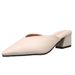 Try-On Shoes High Our Store Spring Summer New Thick Heel Pointed Closed Toe Outdoor Half Slippers Women_vogvips.com
