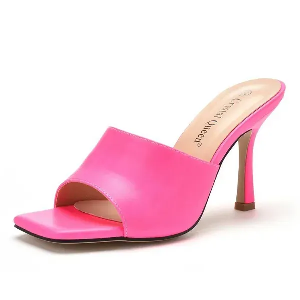 Slippers Crystal Queen Summer Women Sandals Square Toe Ladies Mules Sexy Thin High Heels Female Fashion Shoes H240409_vogvips.com
