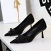 9527-1 French-style Fashionable High-heeled With Gold Silk Satin Bow, Pointed Toe, Shallow Cut, Slip-on, Thin Heel_vogvips.com