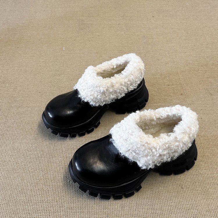 platform-soled Loafers For Women, Small People To Increase Their Height, Add Fleece To Keep Warm, And Pedal Small Leather Shoes._vogvips.com