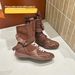 Women Boxing Boots 2025 Spring Height-Increasing Martin For Women, Brown Boxing Suede Round-Toe Lace-Up Sports Boots, Short Boots_vogvips.com