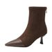 Women's High-heeled Ankle Boots With Stiletto Heels, 2025 New Winter Pointed-toe Chelsea Women's Boots, French-style Coffee-colore_vogvips.com