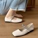 Genuine Leather French Niche Square Toe Sequin Buckle Mary Jane For Women 2025 New Fairy Style Matching Dress Flat Shoes_vogvips.com