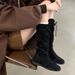 Women Boxing Boots Miting Front Lace-Up Casual Long Round Toe Versatile Height-Increasing Comfortable Martin Side Zipper Cool And Handsome_vogvips.com