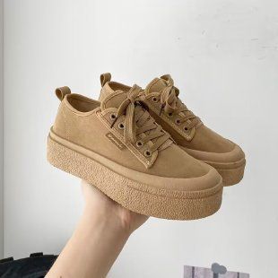 Flat Melard Sneakers 2024 New Thick Sole Round Toe Casual Student Platform Height Increasing Versatile Sports Shoes_vogvips.com