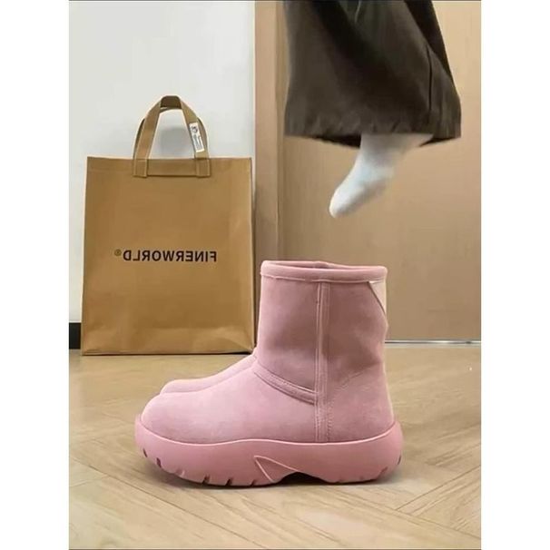 Niche Pink Boots For Women 2025 New Winter Thick-Soled Casual Fleece-Lined Warm Snow Cotton Non-Slip Shoes_vogvips.com