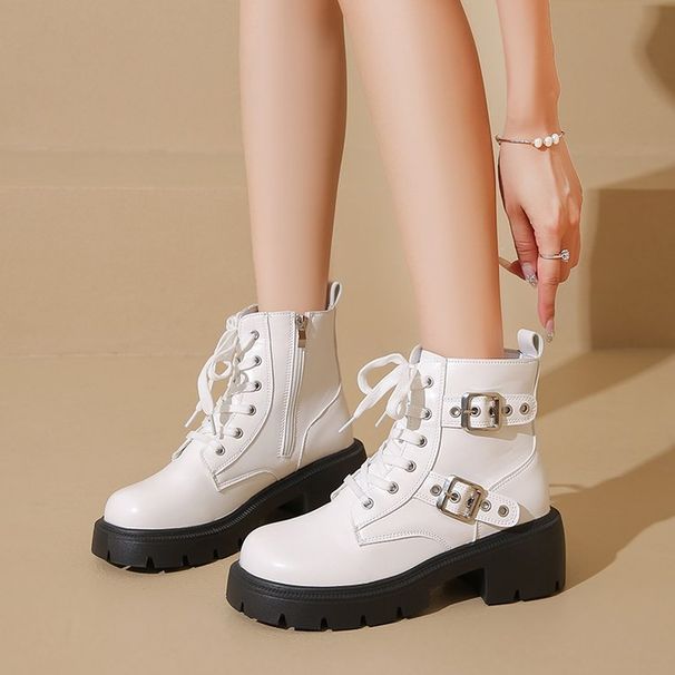 2025 Autumn New Thick-Soled Chunky Heel Knight Women's Black Short Low-Cut British Style Sweet Cool Martin Boots_vogvips.com