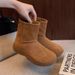 Thick soled snow for women 2025 winter new British style short boots with thick fleece and warm round toe sleeve cotton_vogvips.com