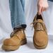Round Head Derby Shoes Men's Thick-soled Heightening Casual Big Head Shoes Low-top Tooling Men's Shoes_vogvips.com
