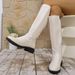 plus Size High Top Women's Side Zipper Slimming Boots Autumn British Style Over-the-Knee Cowgirl Shoes Size 43 Black PU Suede_vogvips.com