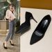 Pointed Toe High Heels For Women, Plus Size, Thin Heel, Versatile, Commuter, Black, Professional Women's Shoes,_vogvips.com