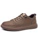 Euro Step 2025 Spring New Casual Genuine Leather Lace-up Trendy Fashion Men's Single Shoes Sneakers_vogvips.com