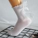 Socks New Big Bow Lolita Socks Sweet Student Wood Ear Edge Women's Socks Solid Color Mid Tube Socks Cotton Socks_vogvips.com