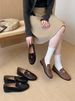 Old Money Flat Low-Heel Loafers For Women, 2026 Autumn New British Style Belt Buckle Small Leather Shoes, Vintage_vogvips.com