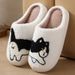 Cartoon Cute Cat Dachshund Dog Women Slippers Indoor Warm Comfort Lightweight Bedroom Concise Winter Cotton Shoes Men_vogvips.com