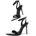 Women's High Heel Sandals Buckle Rhinestone Stiletto Fish Mouth Open Toe Round Head Heels Patent Leather Black Rubber Sole_vogvips.com