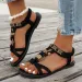 Flower Beaded Bohemian For Women Summer 2025 Roman Style Comfortable Flat Sandals Woman Lightweight Non Slip Beach Shoes_vogvips.com