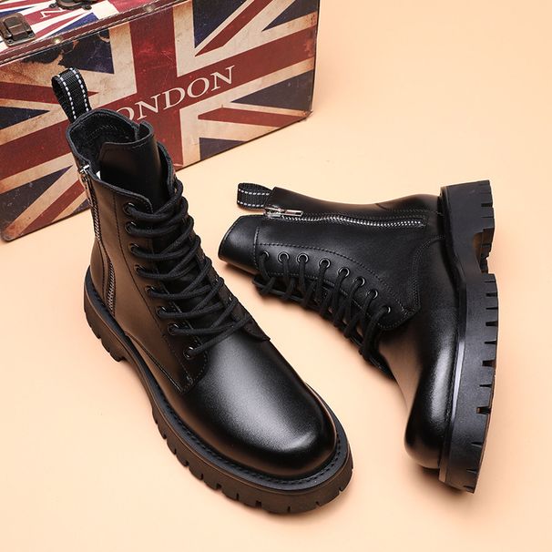 Martin Boots Men's High Top Thick Bottom Wind Side Zipper Tooling Locomotive Tide Boots_vogvips.com