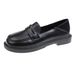 British-style Soft Leather Spring And Autumn Shoes Wholesale, New Vintage Metal Black Single Shoes, Versatile Women's_vogvips.com