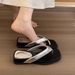 Silver Women's Summer Outdoor Slippers New Soft Thick Sole Flip-Flops French Style Stunning Toe Post Sandals Vacation_vogvips.com