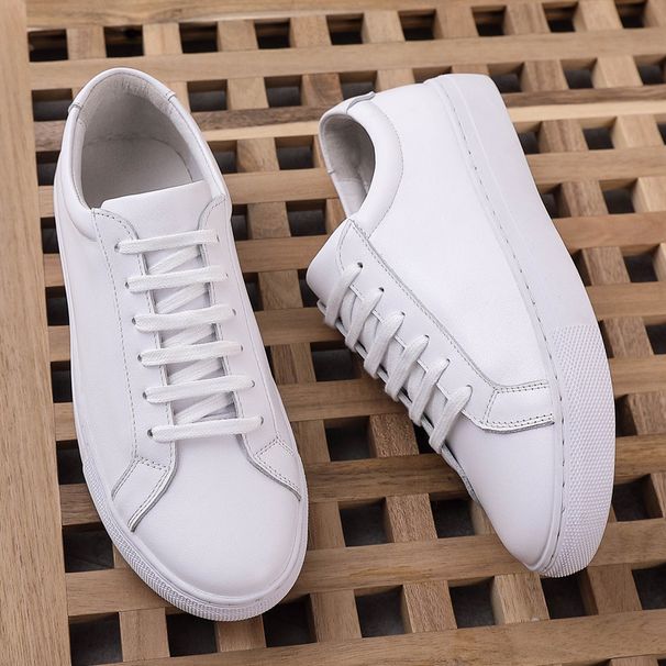 Board Genuine Leather, Cowhide, Men' Caual Leather Thick Oled Mall Korean Verion Trendy Hoe, Veratile White_vogvips.com