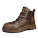 European Warm Series Martin Autumn Winter High-top British Style Casual Shoes Men's Soft Leather Brown Outdoor Work Short Boots_vogvips.com