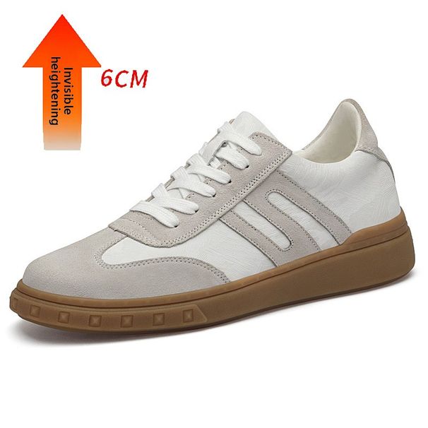 Retro Leather Striped Thick-soled Casual Sports Board Shoes, Dexun Xiaobai Breathable Black And White Men's Shoes_vogvips.com
