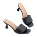 Women's High Heeled Sandals European American Style Slip On Woven Heel Backless Summer_vogvips.com