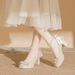 Women's Bridal Heels For Wedding - Elegant Peony Embroidered Shoes With Adjustable Ankle Strap (2-Inch Platform)_vogvips.com