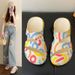 EVA Closed-toe Anti-collision For Women, Summer Outdoor Cartoon Sandals, Non-slip Beach Shoes, Colorful Leopard Print_vogvips.com