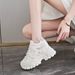 Genuine Leather Elevator Dad Women's Spring/Summer 2025 New Arrival K-style Sports Casual Thick Sole Light White Shoes_vogvips.com