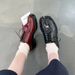 New Split Toe Women S Horseshoe And Pig Hoof Small Leather Lace Up Casual British Style Lefu Shoes_vogvips.com